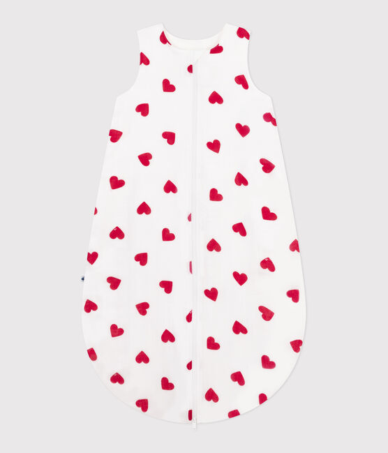 Babyschlafsack aus Baumwolle mit Herzmotiv TOG-Wert 1 weiss MARSHMALLOW/rot TERKUIT