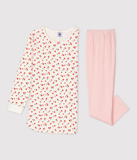 Baumwoll-Nachthemd mit floralem Print für Mädchen weiss MARSHMALLOW/weiss MULTICO