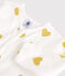 Baby-Strampler aus Bio-Baumwolle mit gelbem Herzmuster weiss MARSHMALLOW/gelb OCRE