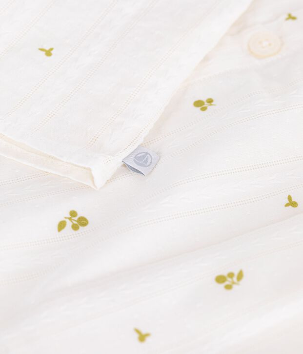 &Auml;rmellose Baby-Bluse aus Baumwolle mit Blumenmuster weiss/gr&uuml;n