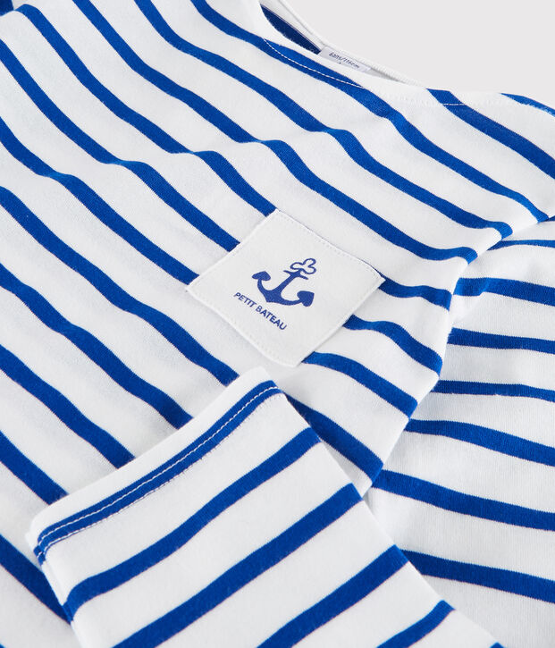 Gestreiftes T-Shirt f&uuml;r M&auml;dchen und Jungen weiss/blau