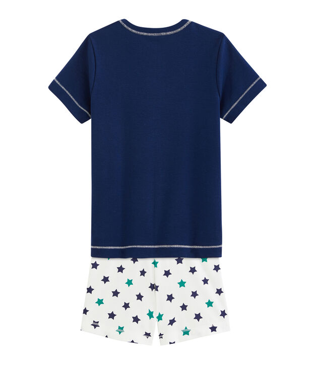 Kurzpyjama aus Leinen/Baumwolle f&uuml;r kleine Jungen blau/vielfarbig