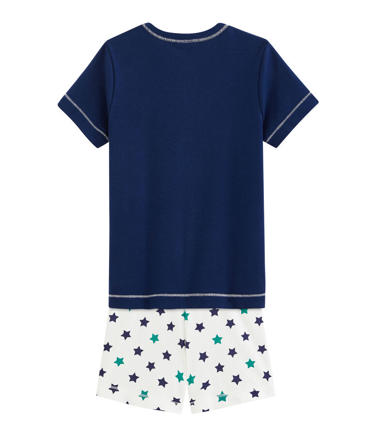 Kurzpyjama aus Leinen/Baumwolle f&uuml;r kleine Jungen blau/vielfarbig