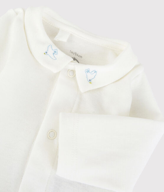 Baby-Body aus Bio-Baumwolle mit besticktem Kragen weiss MARSHMALLOW