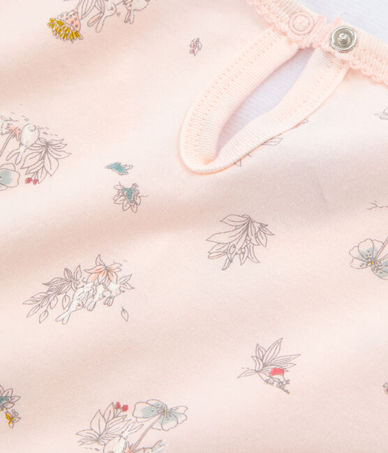 Nachthemd aus dünner Baumwolle für kleine Mädchen rosa FLEUR/weiss MULTICO