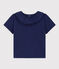 Kurzärmelige Babybluse aus geflammtem Jersey blau CHALOUPE