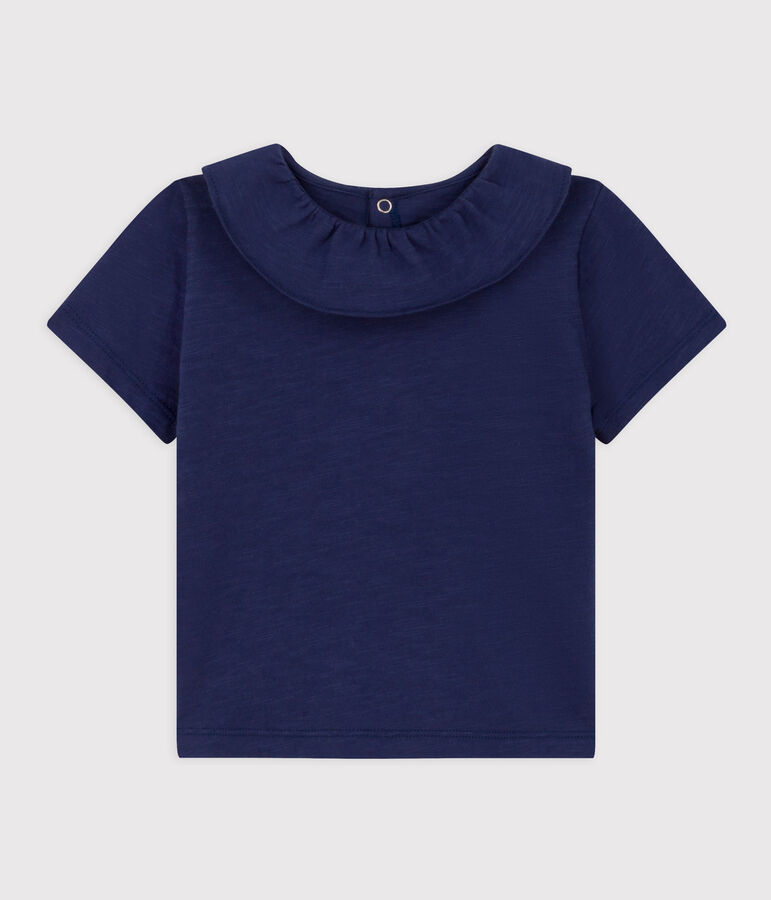Kurz&auml;rmelige Babybluse aus geflammtem Jersey blau
