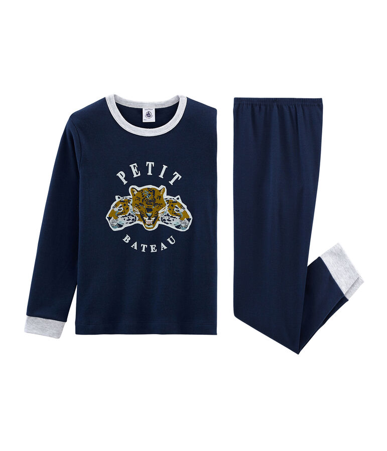 Rippstrick-Pyjama f&uuml;r kleine Jungen blau