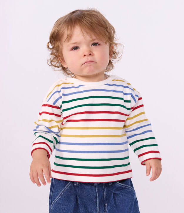 Baby-Streifenshirt Marini&egrave;re aus Baumwolle weiss/vielfarbig