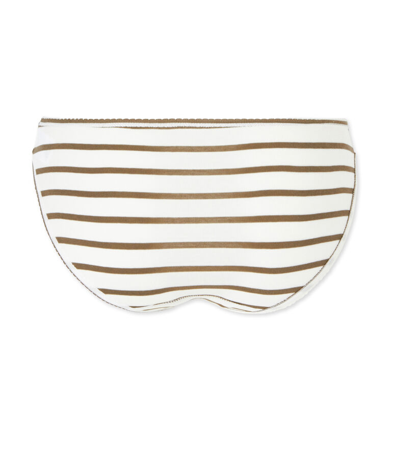 Gestreifte Damen Baumwollschl&uuml;pfer weiss LAIT/gr&uuml;n LITOP