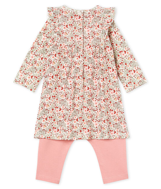 Gemustertes Baby-Leggingkleid für Mädchen weiss MARSHMALLOW/weiss MULTICO
