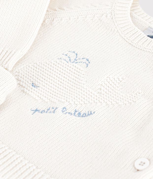 2-teiliges Baby-Set aus Woll- und Baumwoll-Strick mit Walmotiv weiss