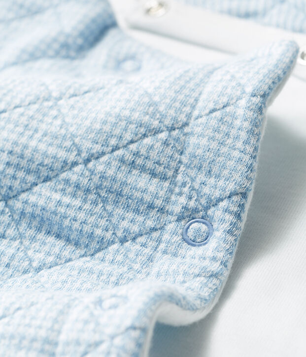 Langer Baby-Overall aus gestepptem Doppeljersey blau/weiss