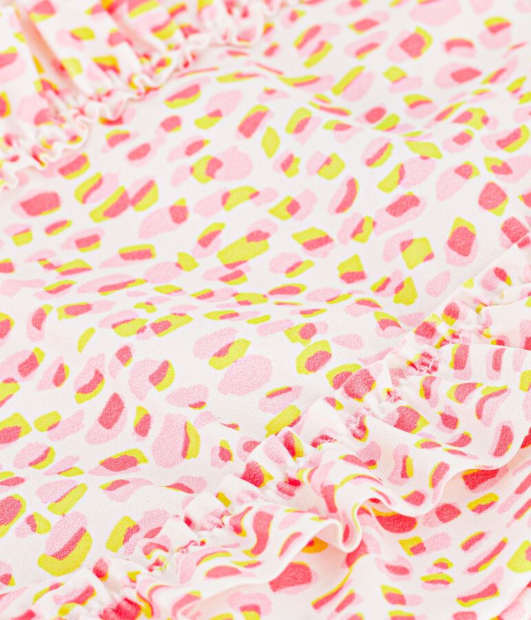 Einteiliger gemusterter Baby-Badeanzug mit R&uuml;schen weiss/vielfarbig