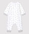 Langer Baby-Overall aus Bio-Baumwolle mit Murmeltier-Muster weiss MARSHMALLOW/grau GRIS