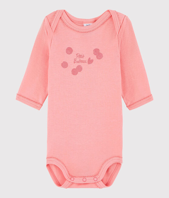 Langärmeliger Baby-Body Mädchen rosa GRETEL