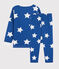 Kinderpyjama aus Molton mit Sternen blau MAJOR/weiss ECUME