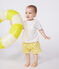 Kurzärmeliges Baby-T-Shirt aus geflammtem Jersey weiss MARSHMALLOW