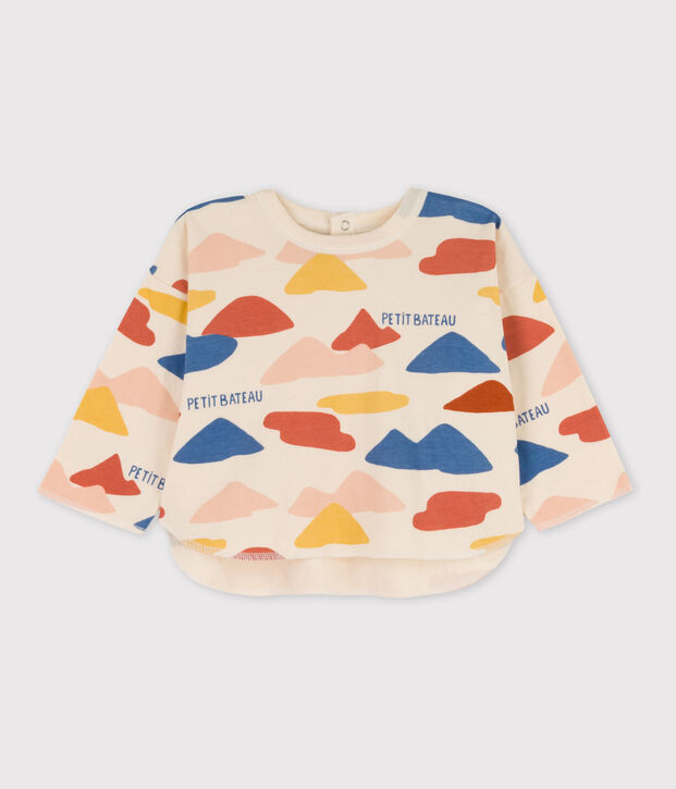 Lang&auml;rmeliges bedrucktes Baby-T-Shirtaus Doppeljersey naturfarben/vielfarbig