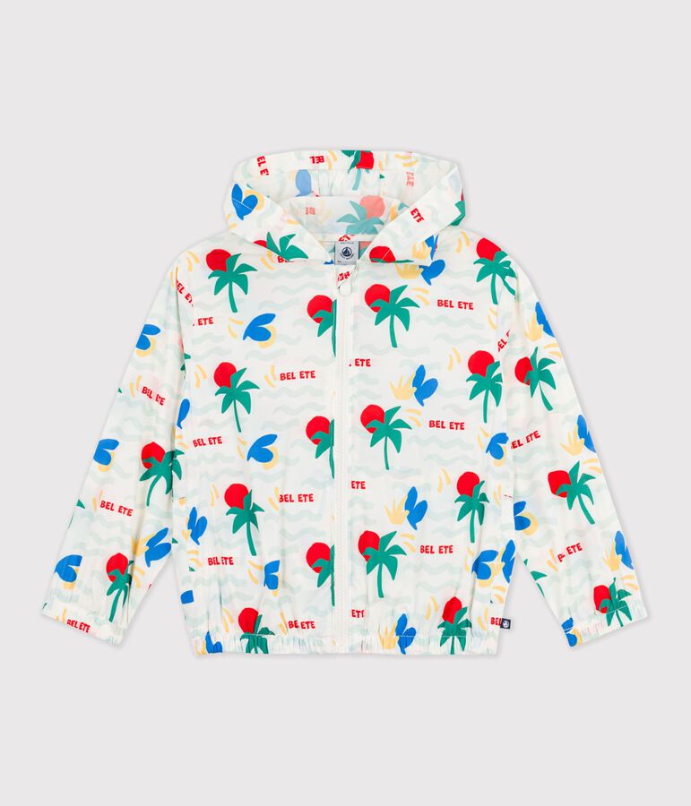 ULTRALEICHTE KINDER-WINDJACKE naturfarben/blau