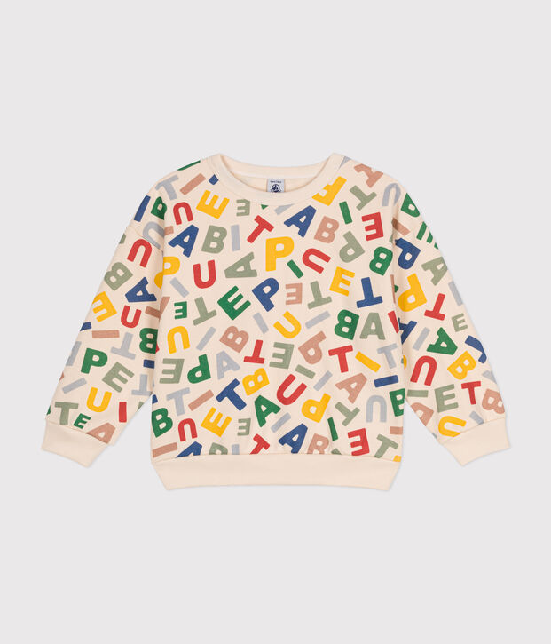 Kinder-Sweatshirt aus Molton f&uuml;r Jungen naturfarben/vielfarbig