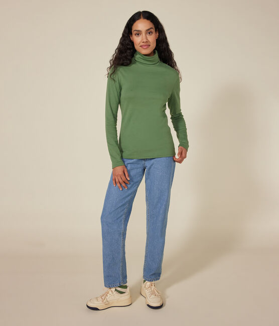 Damen-Rollkragenshirt "L'Iconique" aus Baumwolle grün PALMERAIE