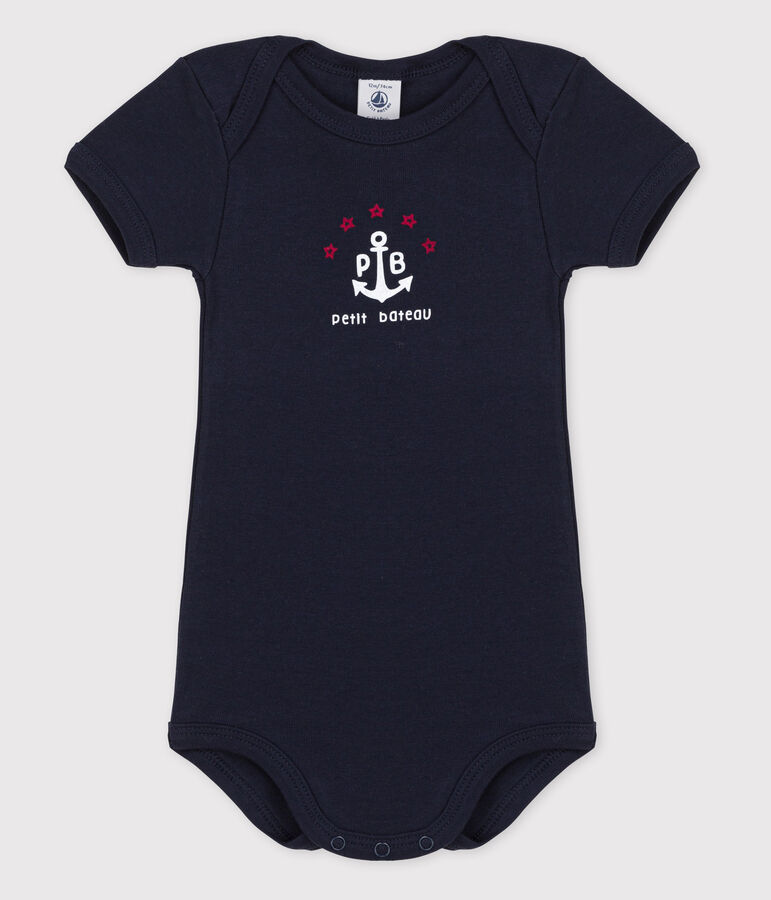 Kurz&auml;rmeliger Baby-Body blau