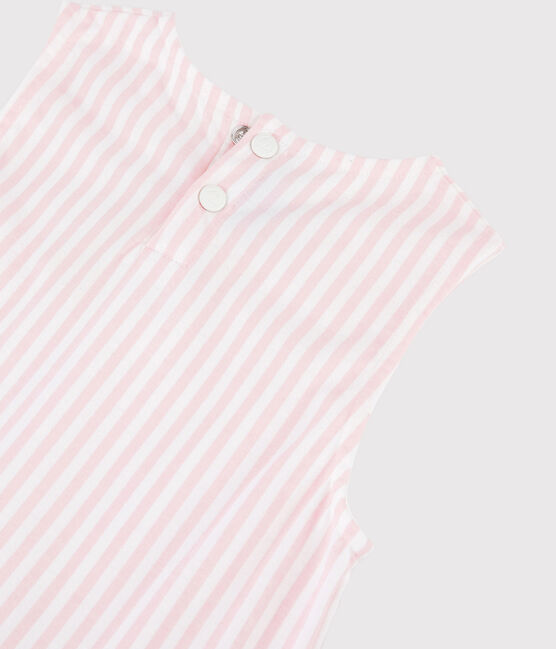 Ärmelloses Kinder-Kleid aus Jersey für Mädchen rosa MINOIS/weiss MARSHMALLOW