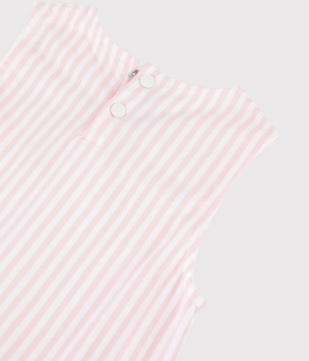 &Auml;rmelloses Kinder-Kleid aus Jersey f&uuml;r M&auml;dchen rosa/weiss