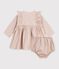 Baby-Kleid aus Baumwolle mit grafischem Muster naturfarben/weiss