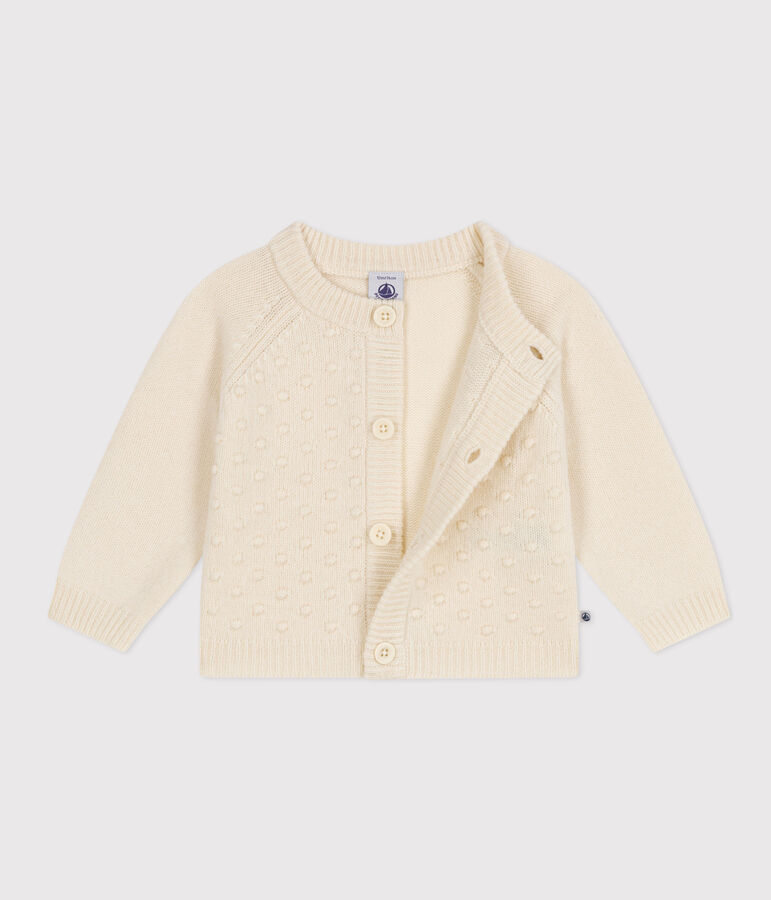 Baby-Cardigan aus Woll-/recyceltem Nylon naturfarben