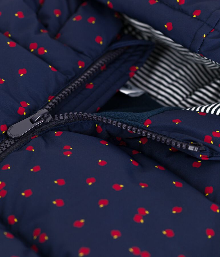 Lange Kinder-Winterjacke mit Muster blau/vielfarbig