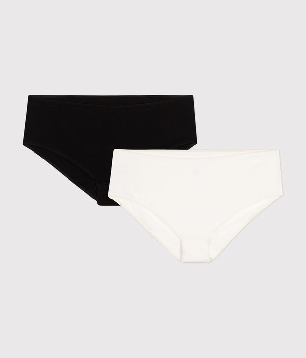 Set aus 2 einfarbigen Damen-Shortys aus Baumwolle und Elastan vielfarbig