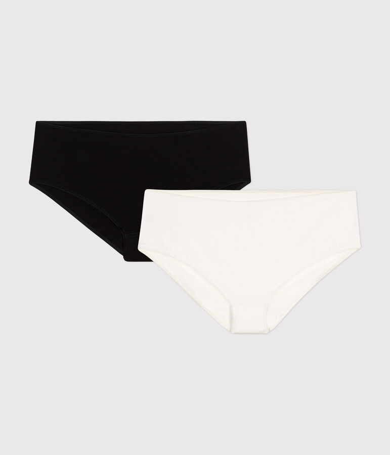 Set aus 2 einfarbigen Damen-Shortys aus Baumwolle und Elastan vielfarbig