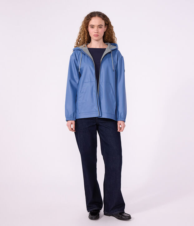 Kurze Damen-Regenjacke blau