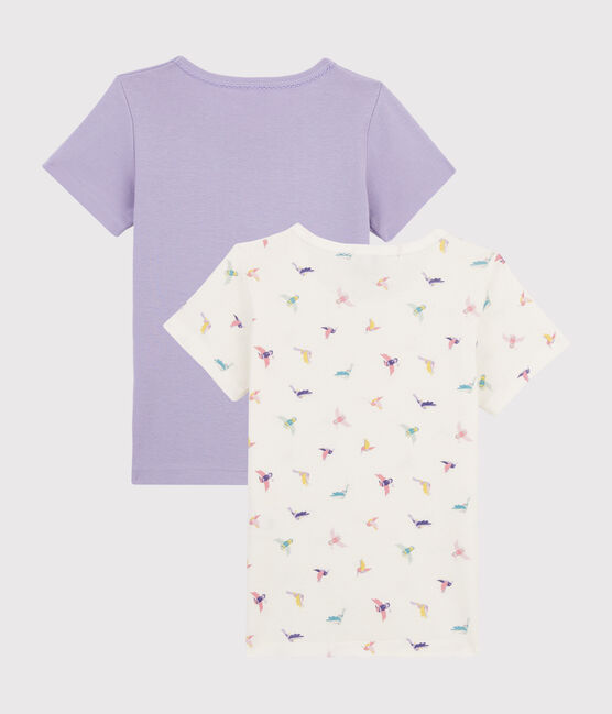2er-Set kurzärmlige T-Shirts mit Vogel-Print für kleine Mädchen variante 1