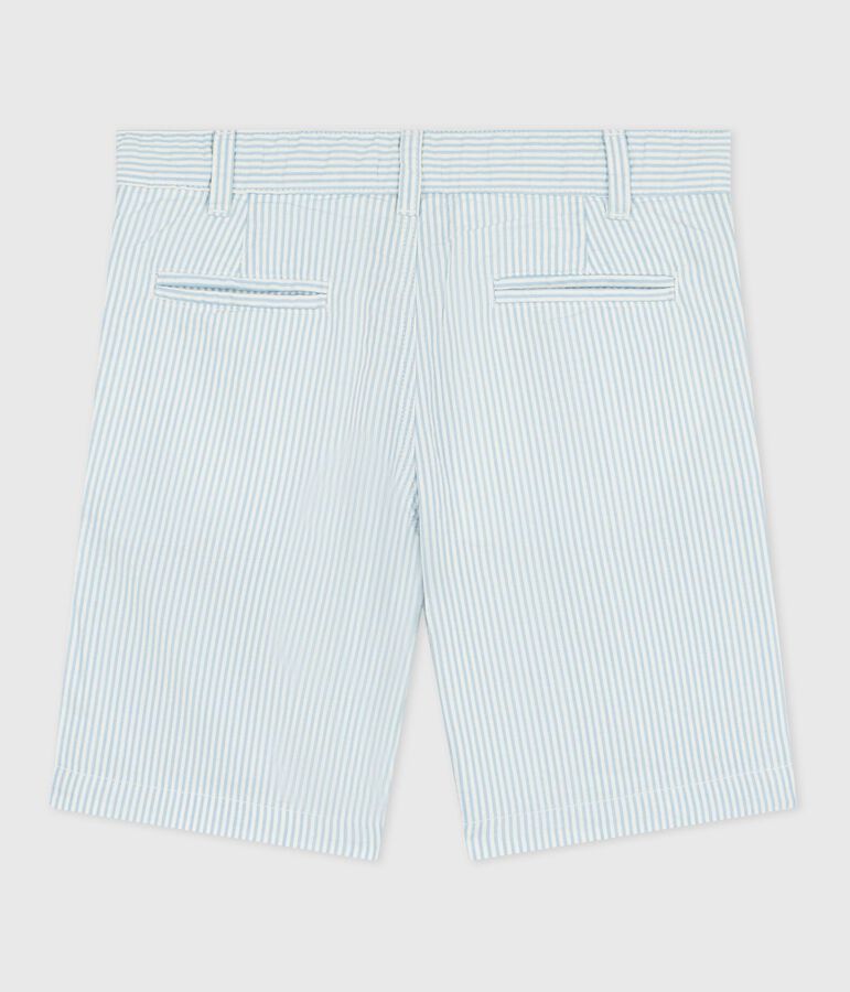 Kinder-Bermudashorts aus Baumwolle mit Streifen weiss/blau
