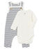 2-teiliges Baby-Ensemble aus Rippstrick weiss MARSHMALLOW/blau SMOKING