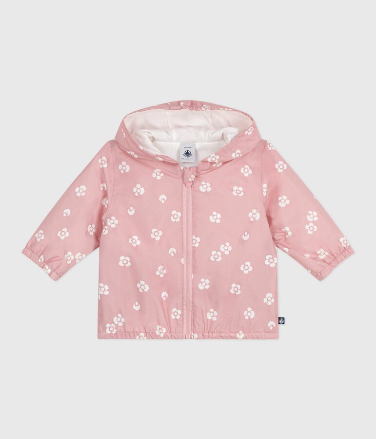 Baby-Windjacke mit Blumenmuster rosa/weiss