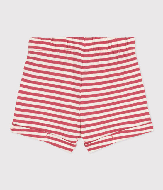 Baby-Shorts aus gestreiftem geflammtem Jersey rosa PAPI/beige AVALANCHE