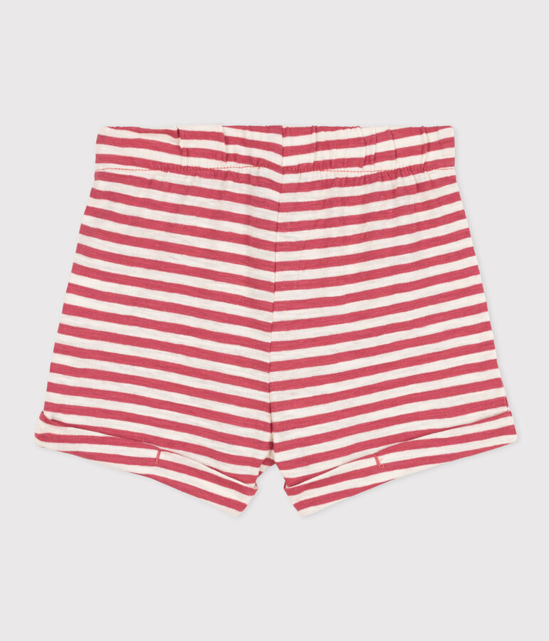 Baby-Shorts aus gestreiftem geflammtem Jersey rosa/naturfarben