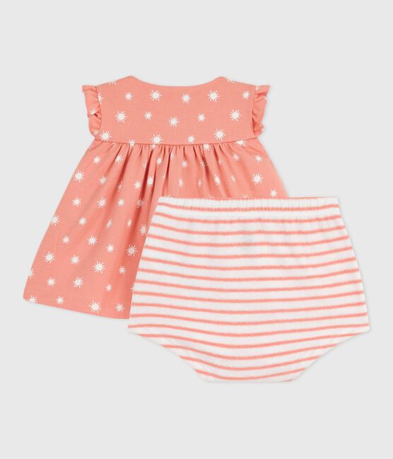 2-teiliges Newborn-Set aus Baumwolle mit Sonnenmuster orange ABRICOT/ MARSHMALLOW