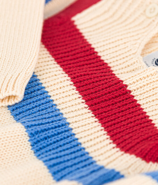 Babypullover aus Baumwollstrick mit Streifen weiss AVALANCHE/ MULTICO