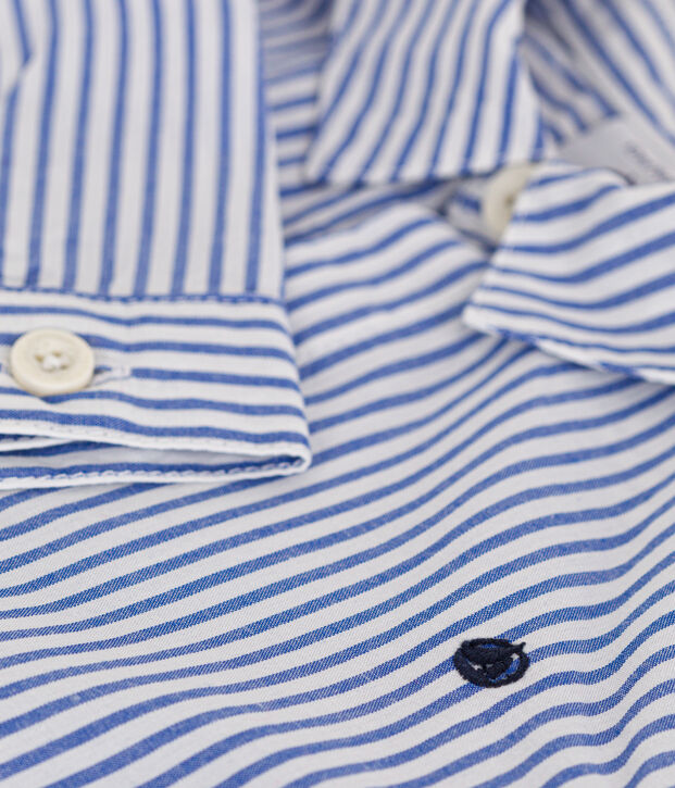 Gestreiftes Baby-Hemd aus Popeline blau/weiss