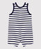 Kurzer Baby-Overall aus dickem Bio-Jersey weiss MARSHMALLOW/blau SMOKING