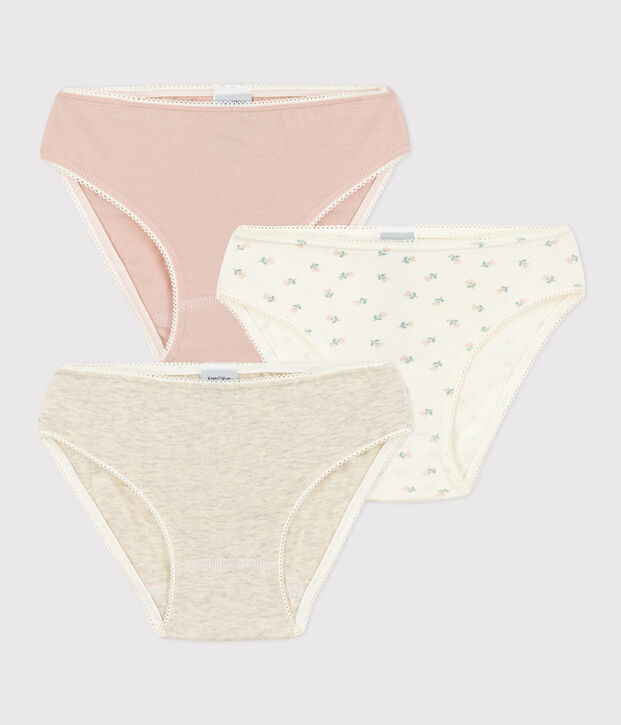 3er-Set Slips aus Baumwolle und Elastan mit Blumenmotiv f&uuml;r kleine M&auml;dchen vielfarbig