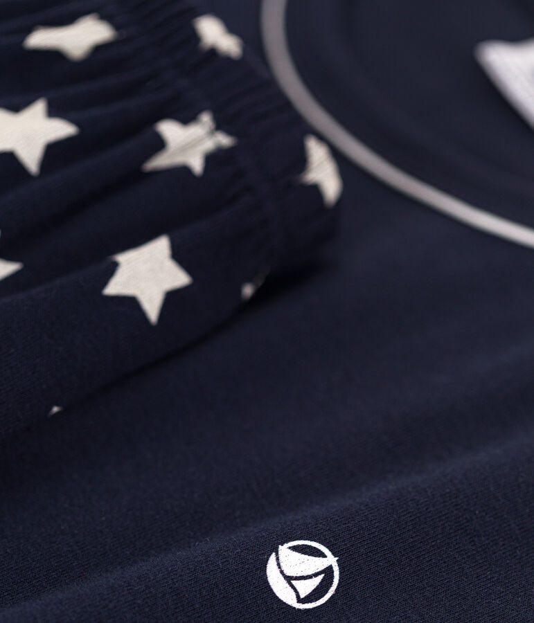 Kinder-Kurzpyjama aus Baumwolle mit Sternenmotiv f&uuml;r Jungen blau SMOKING/weiss MARSHMALLOW