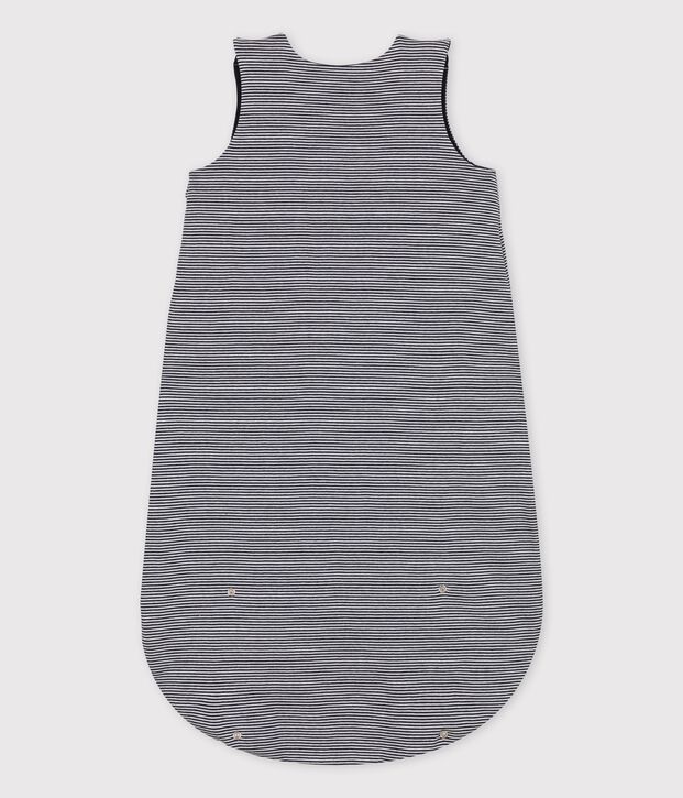 Gestreifter Babyschlafsack aus Baumwolle, TOG 0,5 blau/weiss
