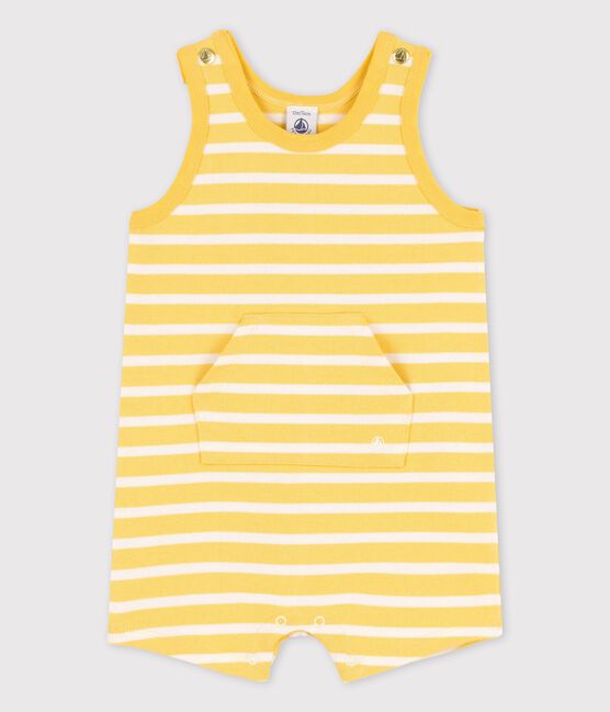 Baby-Kurzoverall aus dickem Jersey gelb ORGE/weiss MARSHMALLOW