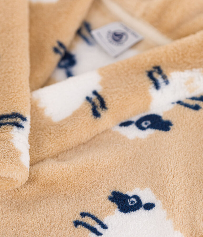 Gemusterter Kinder-Morgenmantel aus Fleece beige/vielfarbig